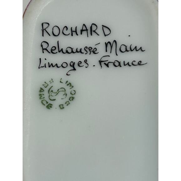 Rochard Limoges France Trinket Box Raised Floral Hand Painted Yellow Oval - Picture 7 of 14